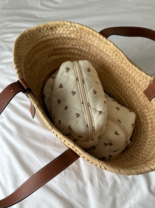 Kosmetiktasche aus Baumwolle "I heart you"