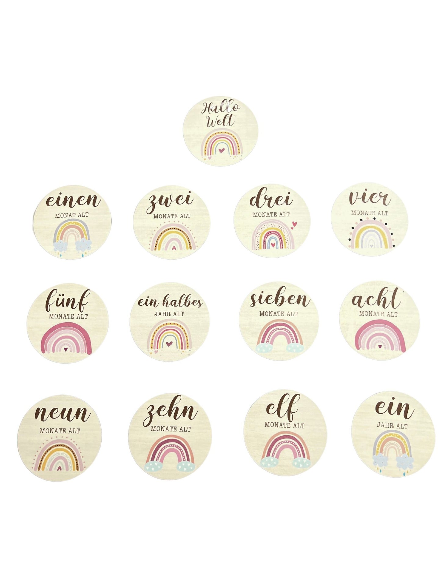 Holz Meilensteinkarten Set "Rainbow"