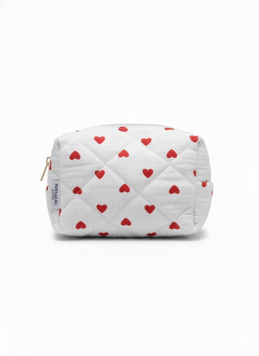 Kosmetiktasche aus Baumwolle "I heart you"