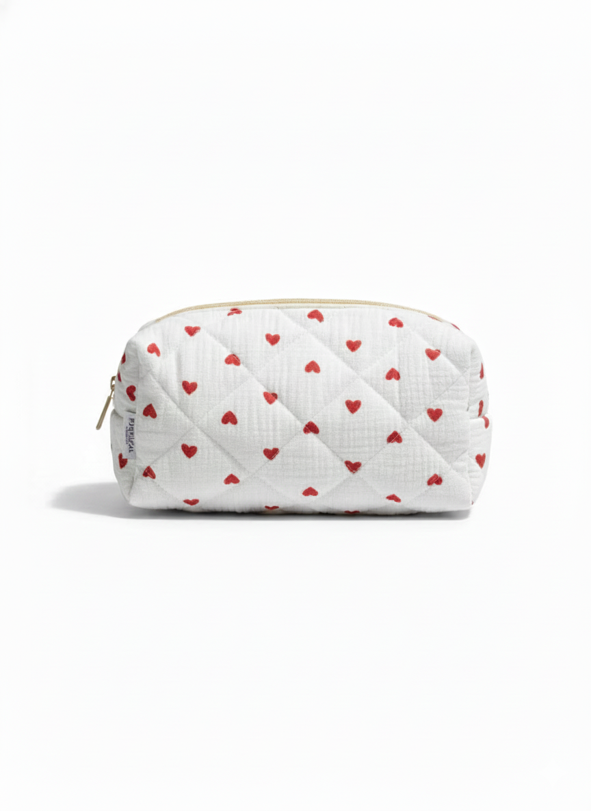 Kosmetiktasche aus Baumwolle "I heart you"