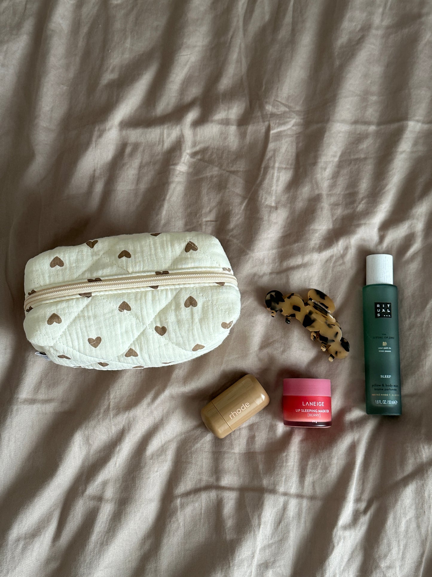 Kosmetiktasche aus Baumwolle "I heart you"