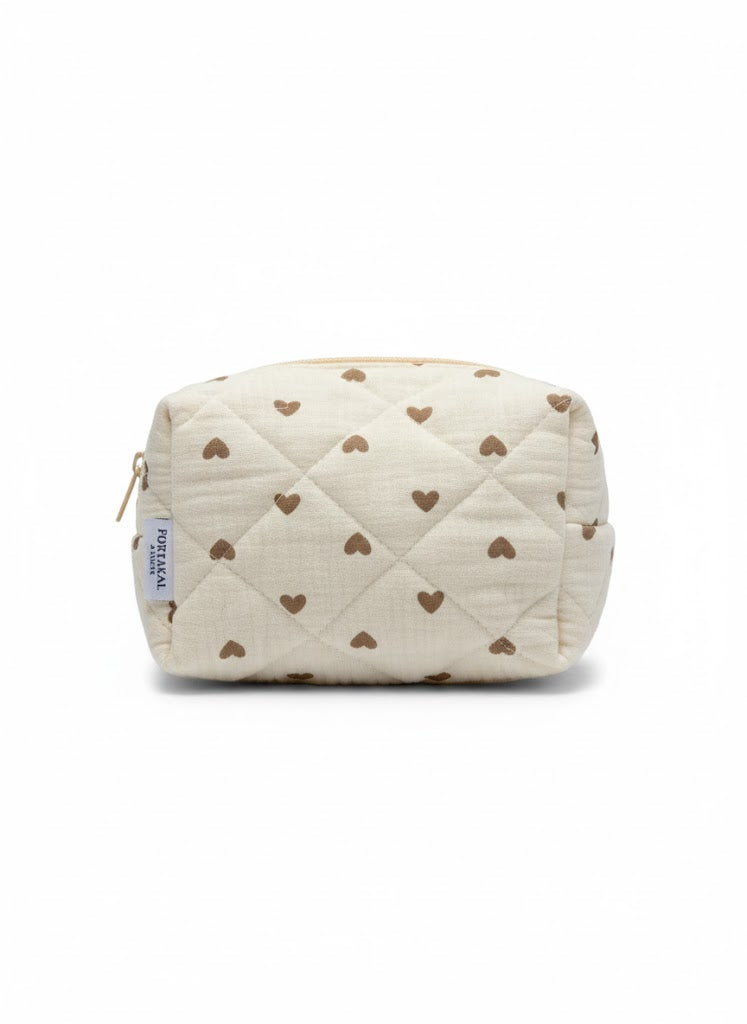 Kosmetiktasche aus Baumwolle "I heart you"